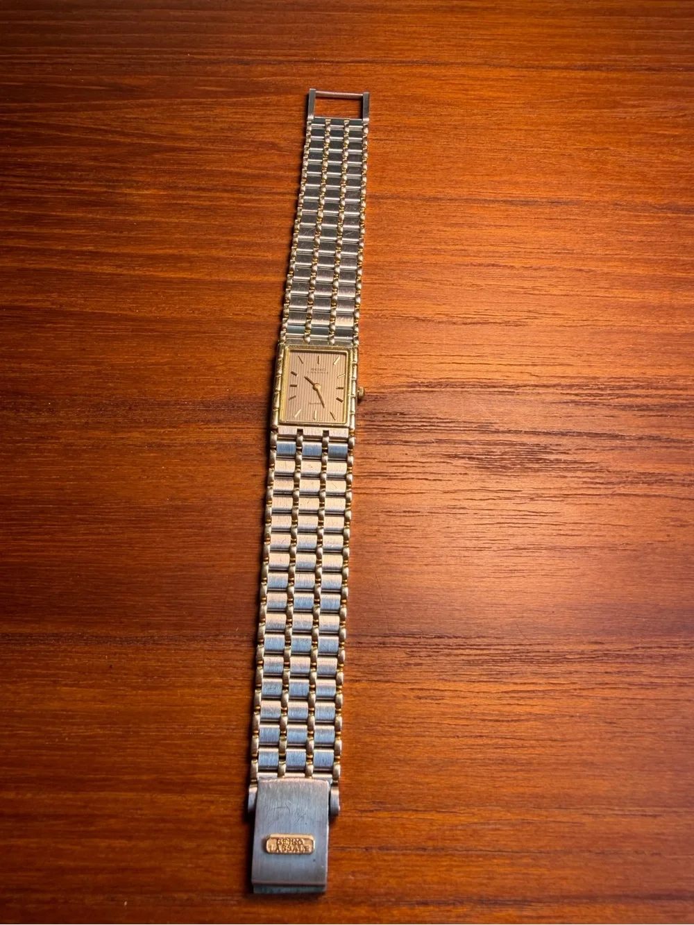 Vintage Seiko LaSalle 8420-6509 14K Gold Bezel Two Tone Quartz Watch